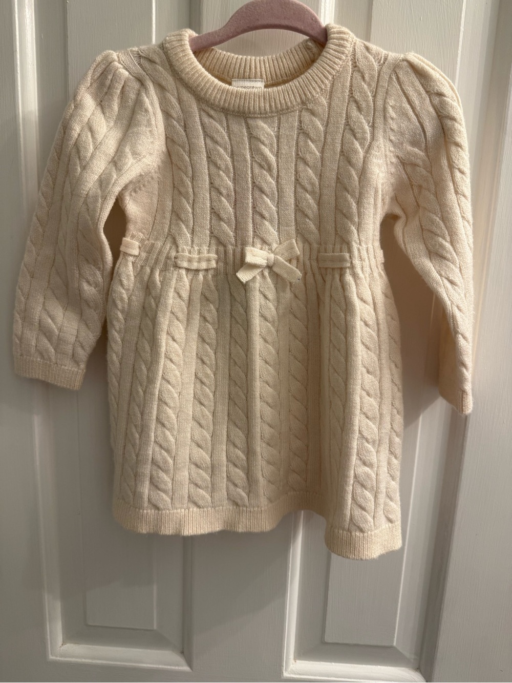Gymboree Cream Cable-Knit Dress with Front Bow